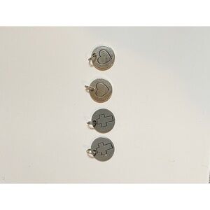 Silver Heart and Cross Charms Necklace Pendants